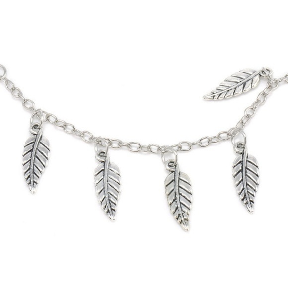 Silver Leaf Boho Barefoot Sandal Anklet - Picture 3 of 7